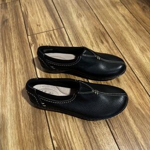 Brown Slip-On Leather Loafers, Clark's collection brand size 5 1/2 women's